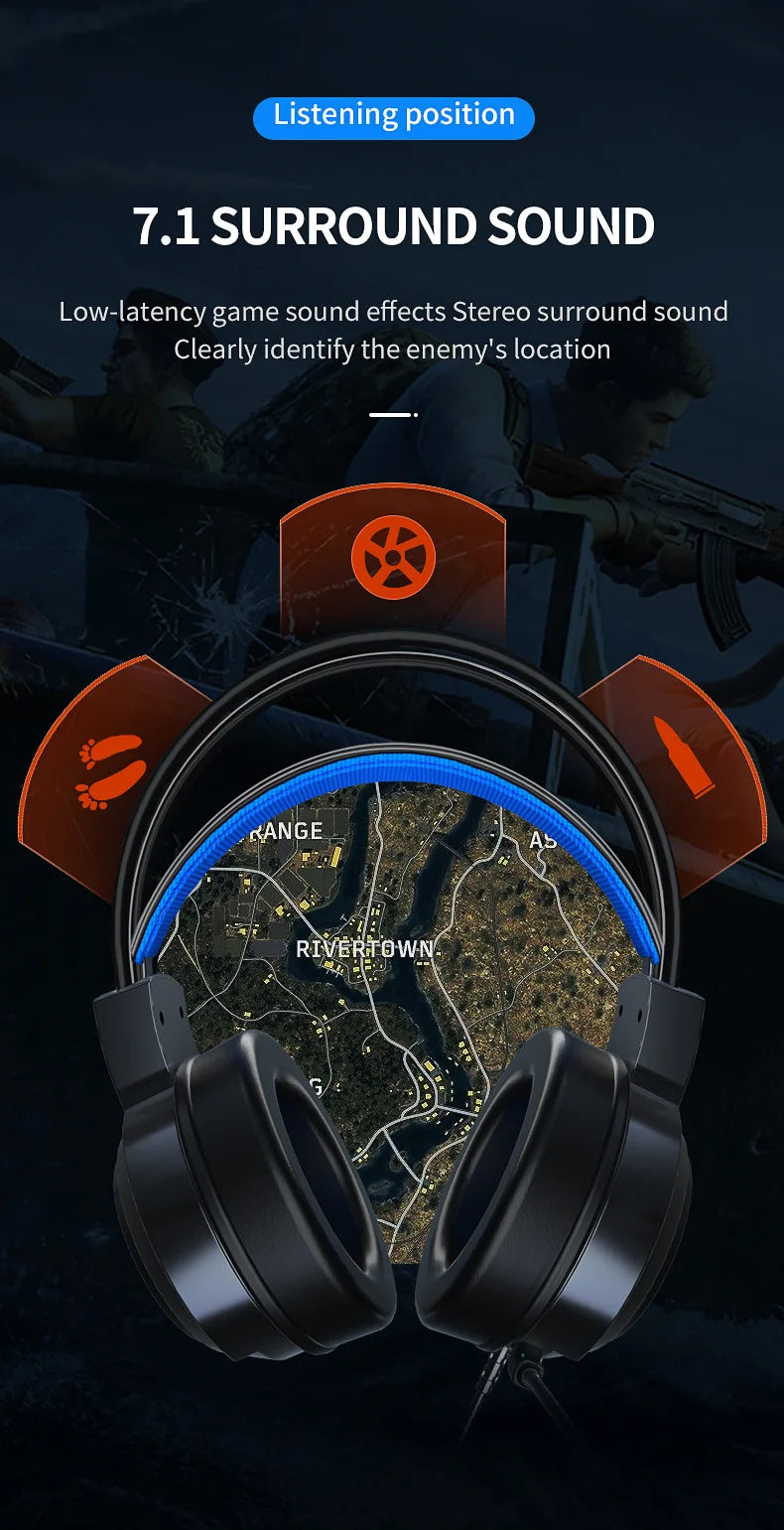 Sinta cada Detalhe. Ouça cada Passo. O Headset Gamer G58/G60 com som 7.1 virtual surround e iluminação LED transforma sua experiência de jogo em uma nova realidade.