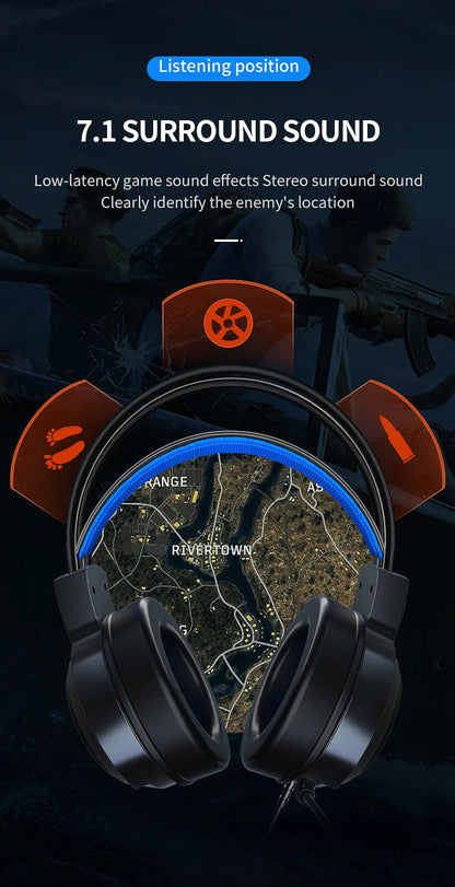 Sinta cada Detalhe. Ouça cada Passo. O Headset Gamer G58/G60 com som 7.1 virtual surround e iluminação LED transforma sua experiência de jogo em uma nova realidade.