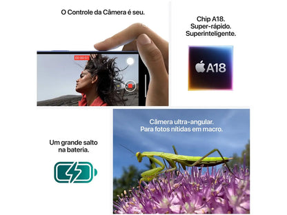 Apple iPhone 16 128GB PRETO 6,1" 48MP iOS 5G