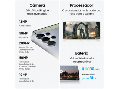 Samsung Galaxy S25 Ultra 5G 256GB Galaxy AI 6,9" 12GB RAM Câm. Quádrupla 200+50+10+50MP Bateria 5000mAh Dual Chip