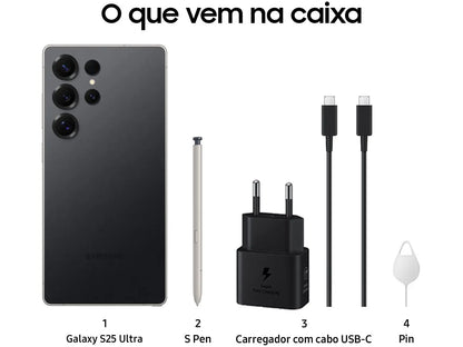 Samsung Galaxy S25 Ultra 5G 256GB Galaxy AI 6,9" 12GB RAM Câm. Quádrupla 200+50+10+50MP Bateria 5000mAh Dual Chip